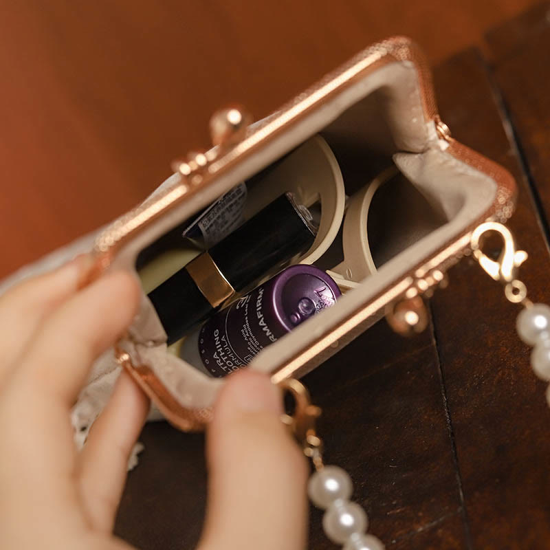 Mountain Stone Orchid Pearl Chain Crossbody Bag