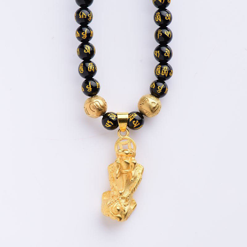 Obsidian Pixiu Necklace | FengShui Wealth Protection Charm