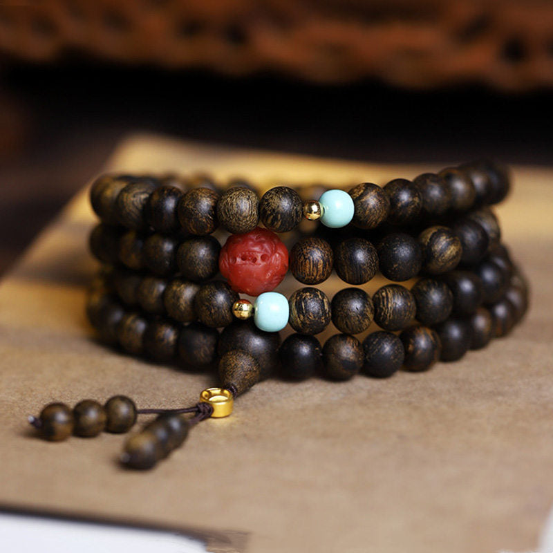 108 Beads Agarwood Wood Mala Bracelet for Meditation Peace