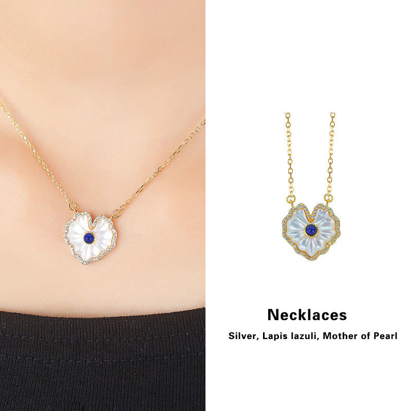 925 Sterling Silver Spiritual Necklace Set with Tridacna Red Agate Lazurite