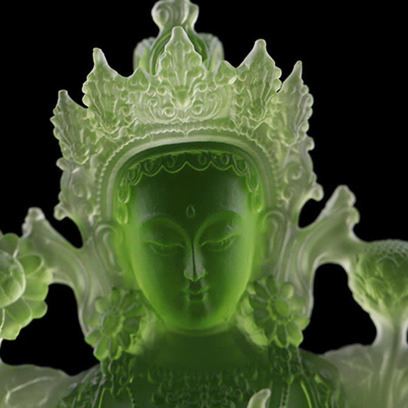 Handmade Liuli Green Tara Buddha Statue | Protection Decor
