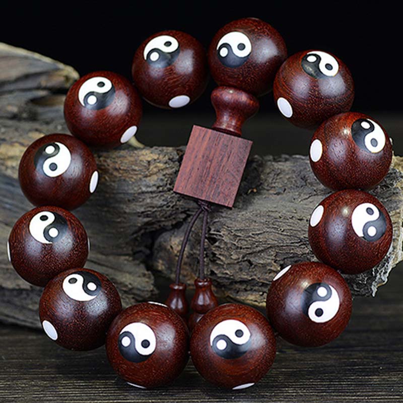 Small Leaf Red Sandalwood Yin Yang Bracelet 20mm