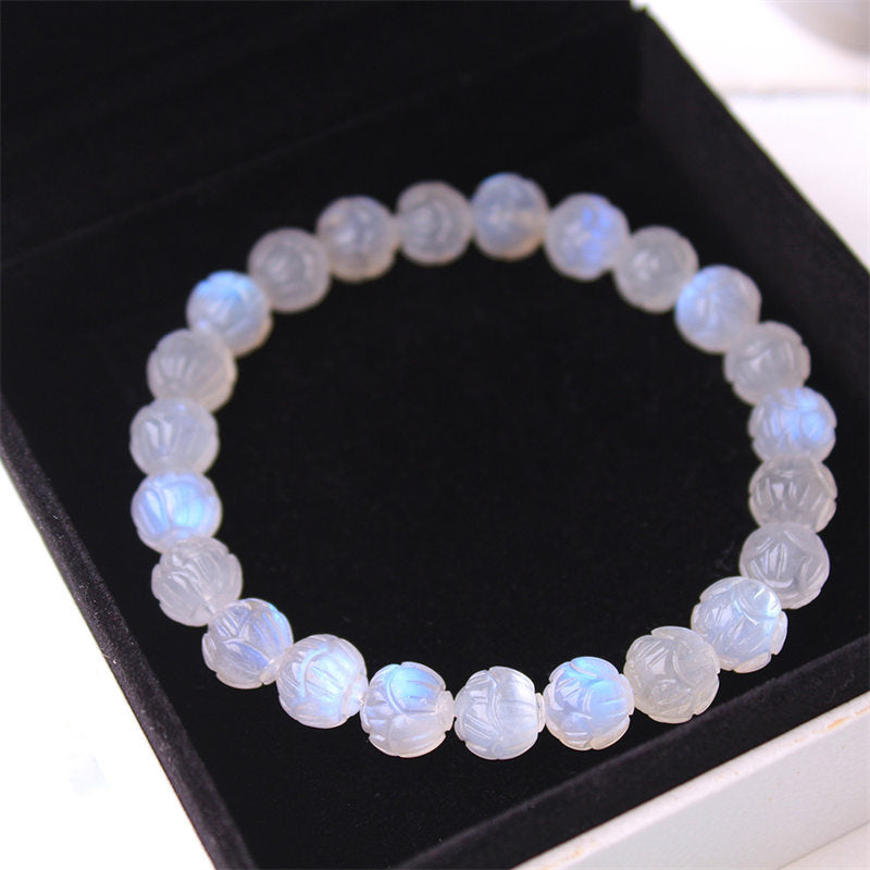8mm Moonstone Bracelet Lotus Love for Calm & Healing