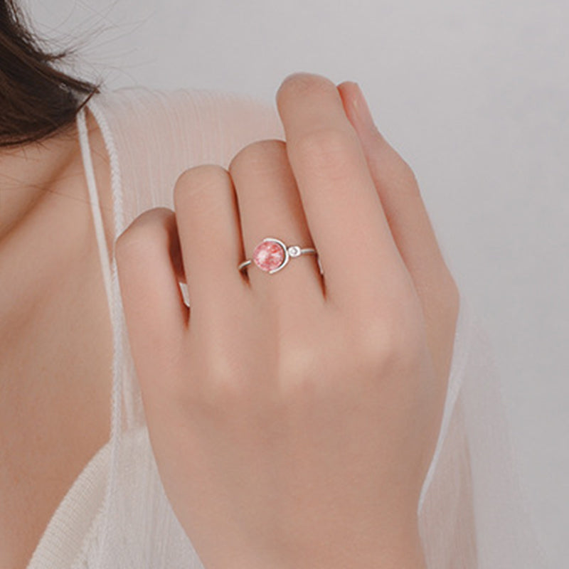 6mm Pink Crystal Soothing Ring Promoting Self-Love