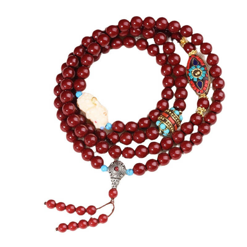 8mm Cinnabar Bodhisattva Tara Calm Bracelet Mala