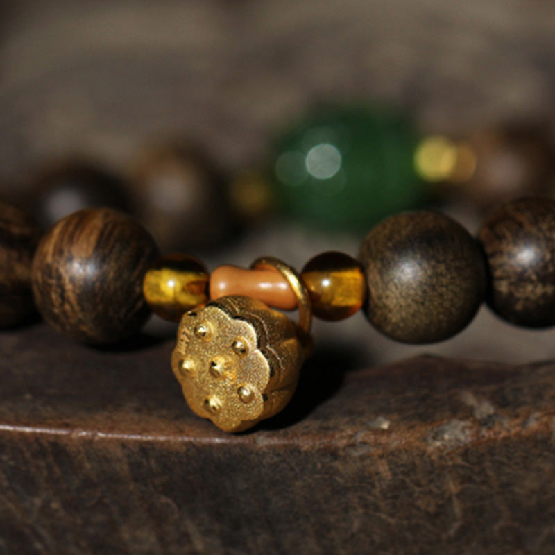 8mm Brunei Agarwood Lotus Peace & Strength Bracelet