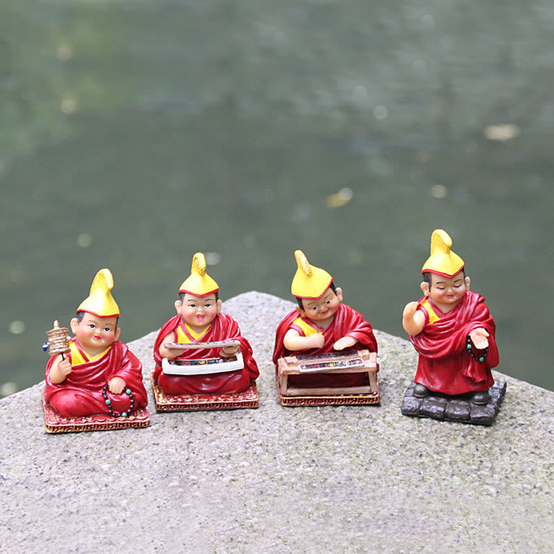 Hand Painted Tibetan Lama Figures | Resin Spiritual Statues