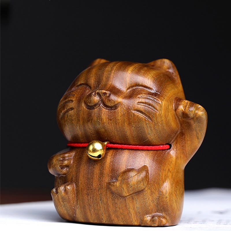 Green Sandalwood Lucky Cat Decoration 4.5cm Peace Charm