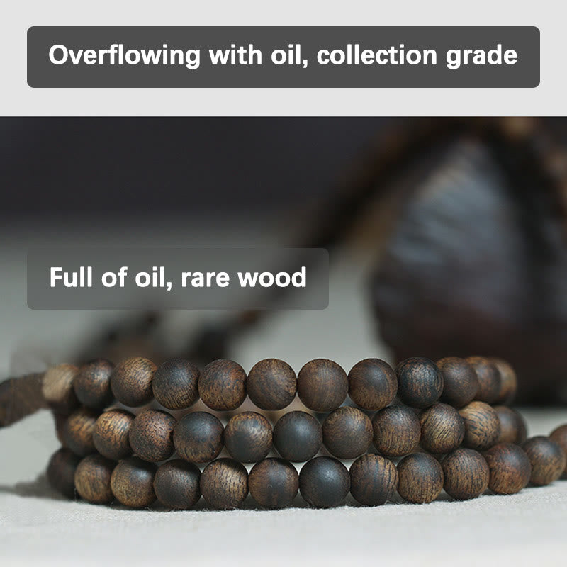 7mm Agarwood Mala Bracelet for Peace & Strength