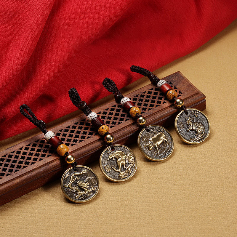Copper Chinese Zodiac Keychain for Luck & Balance