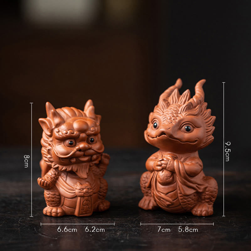 Purple Clay Luck Dragon Tea Pet Figurine | Spiritual Statue