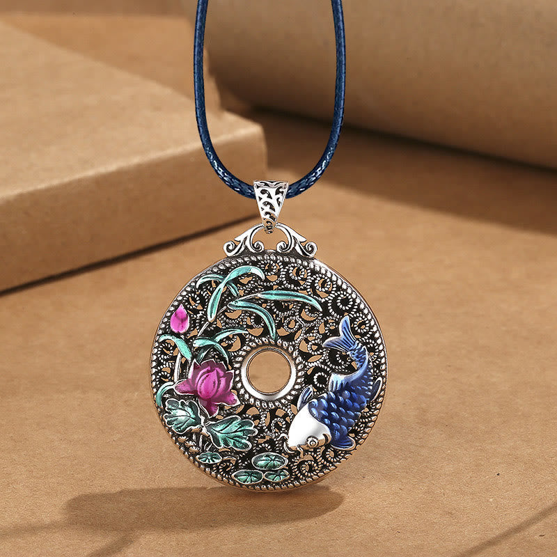 Koi Fish Lotus Peace Buckle Fu Character Wealth Necklace