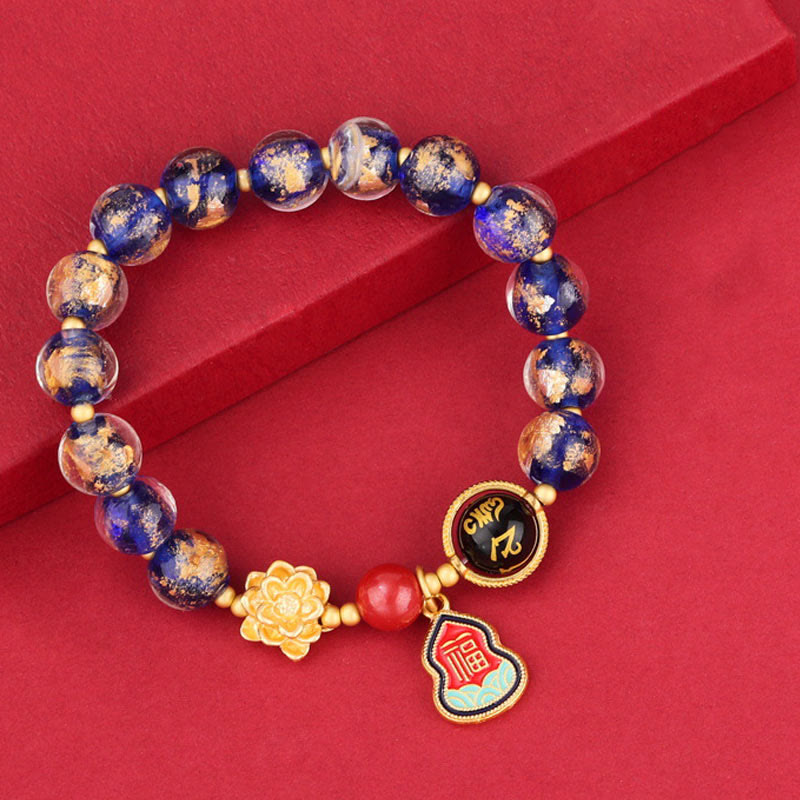 8mm Om Mani Padme Hum Bracelet | Liuli Glass Charm