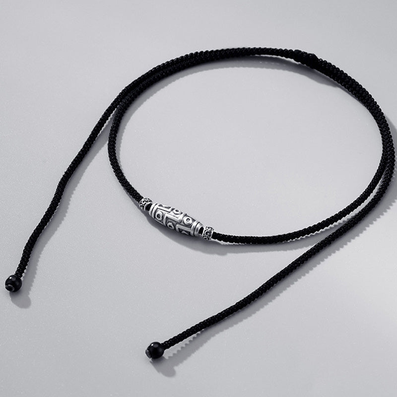 Sterling Silver Nine-Eye Dzi Bead Spiritual Protection Necklace