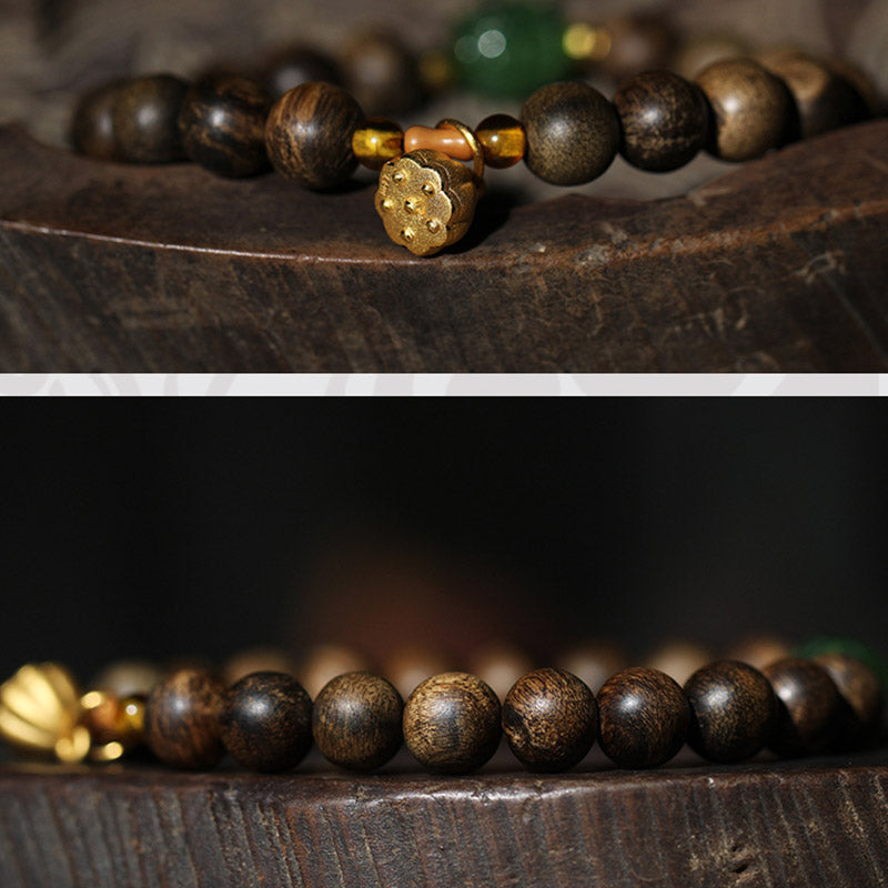 8mm Brunei Agarwood Lotus Peace & Strength Bracelet