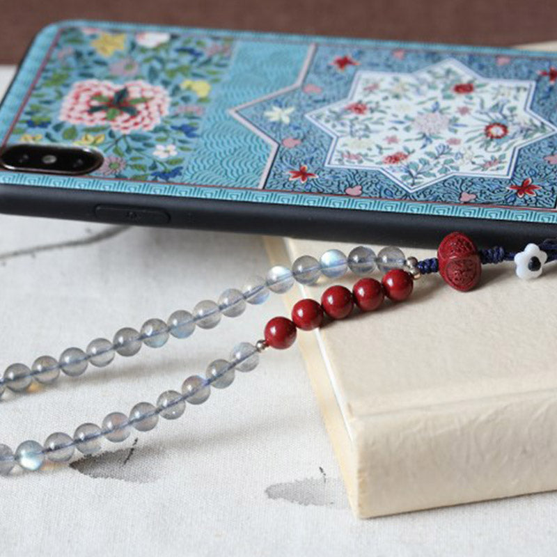 Natural Moonstone Cinnabar 6mm Phone Decoration for Calm & Positivity