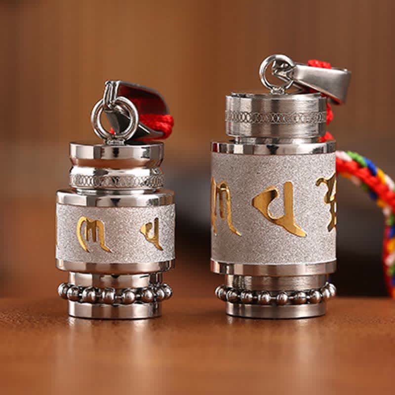 Om Mani Padme Hum Titanium Steel Wisdom Pendant 1.2cm