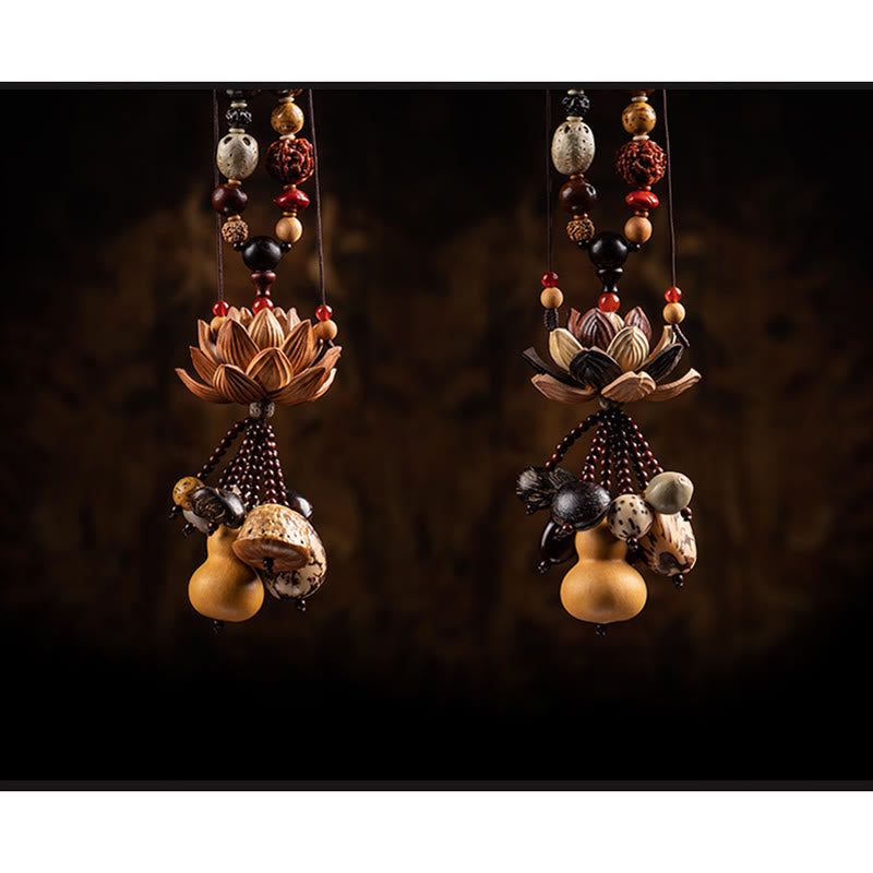 Boxwood Peach Wood Bodhi Seed Lotus Car Hanging Charm