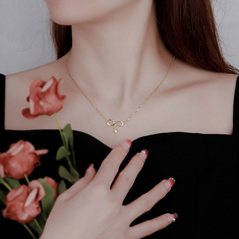 999 Sterling Silver Dragon Necklace with Endless Knot Charm