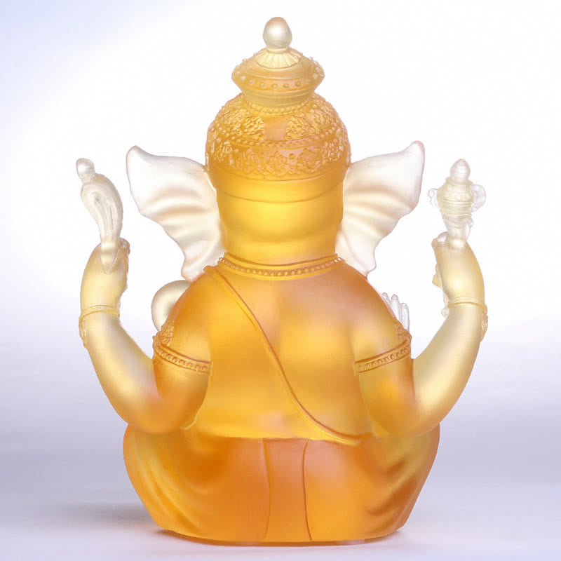 Handmade Liuli Crystal Ganesh Statue 11.5cm Protection Art
