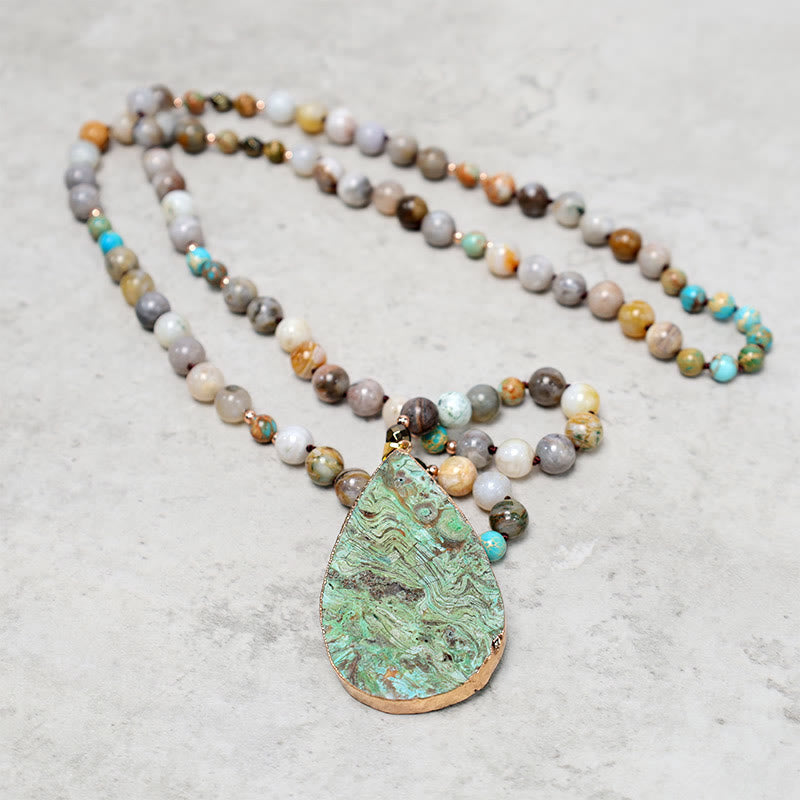 33.5 Inch Picasso Jasper Healing Necklace | Agate Jewelry