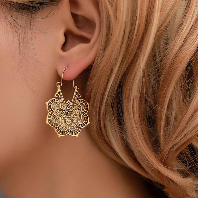Tibetan Lotus Earrings in Copper | Balance & Healing