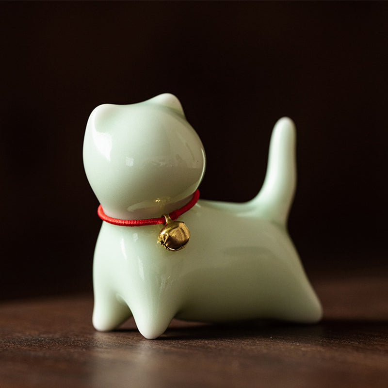 Mini Ceramic Cat Tea Pet | Sitting & Standing Figurine 5cm