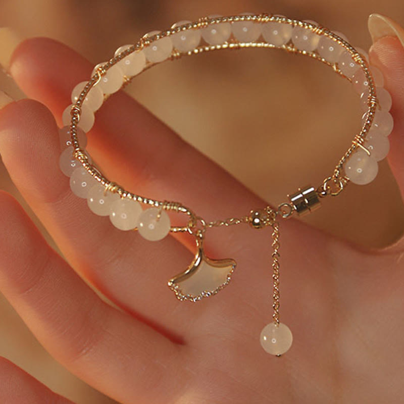 Jade Ginkgo Leaf Luck Bracelet for Prosperity & Abundance