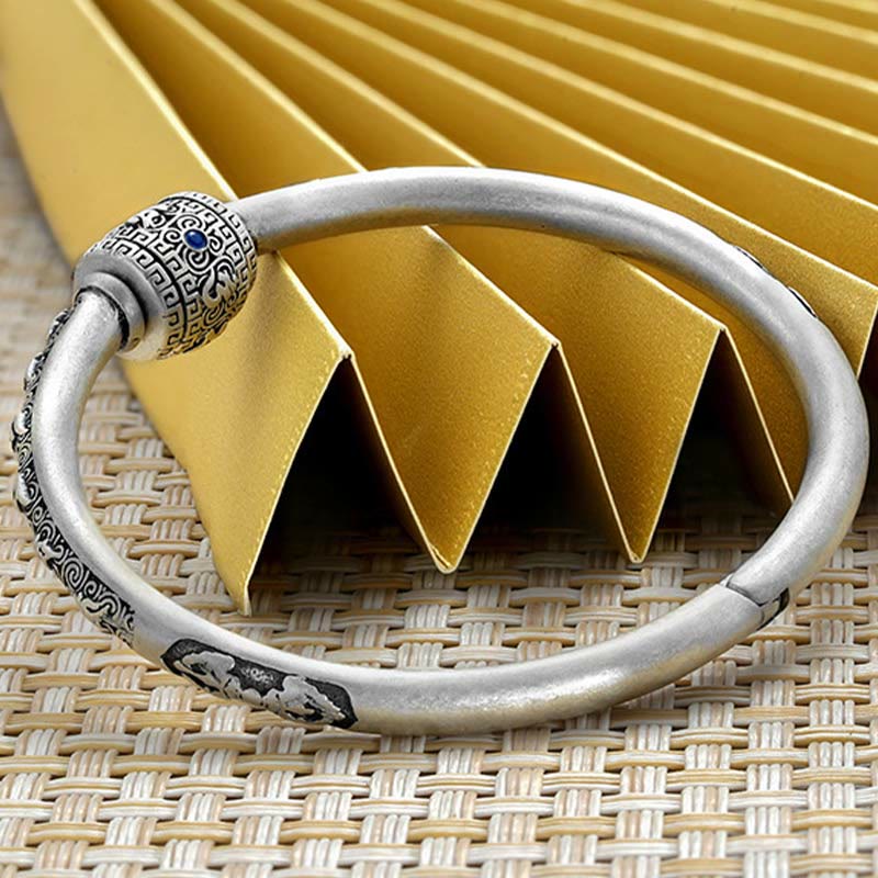 990 Sterling Silver Om Mani Padme Hum Creativity Bracelet Bangle