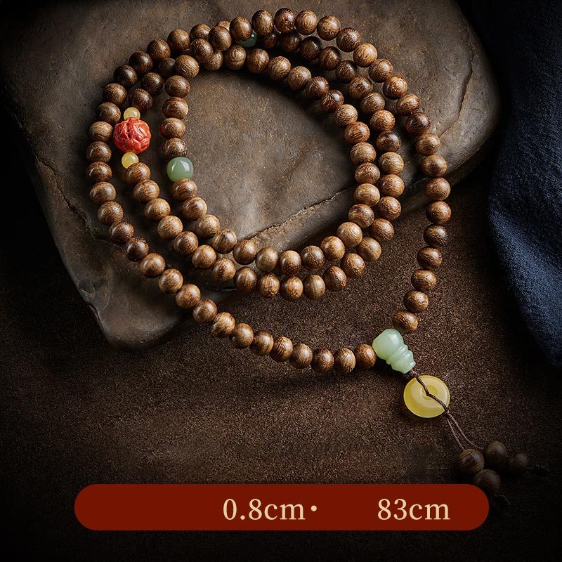 8mm Agarwood Jade Wood Mala Beads Bracelet for Balance