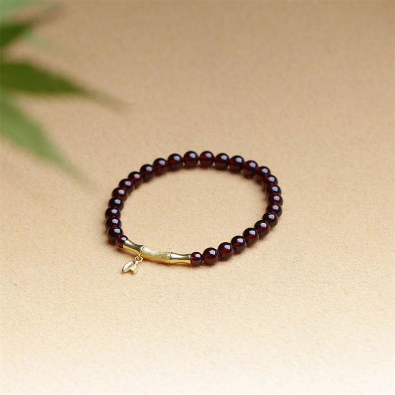 Garnet Protection Bracelet | Gold & Silver Bamboo 6mm Beads