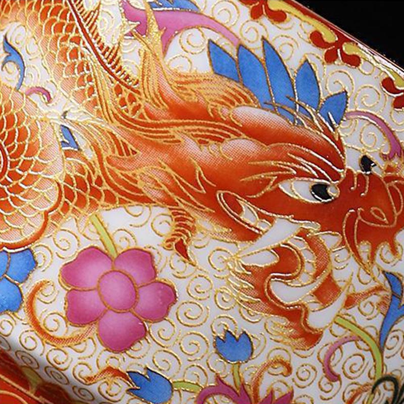 2Pcs Dragon Phoenix Ceramic Tea Cups for Zen Decor