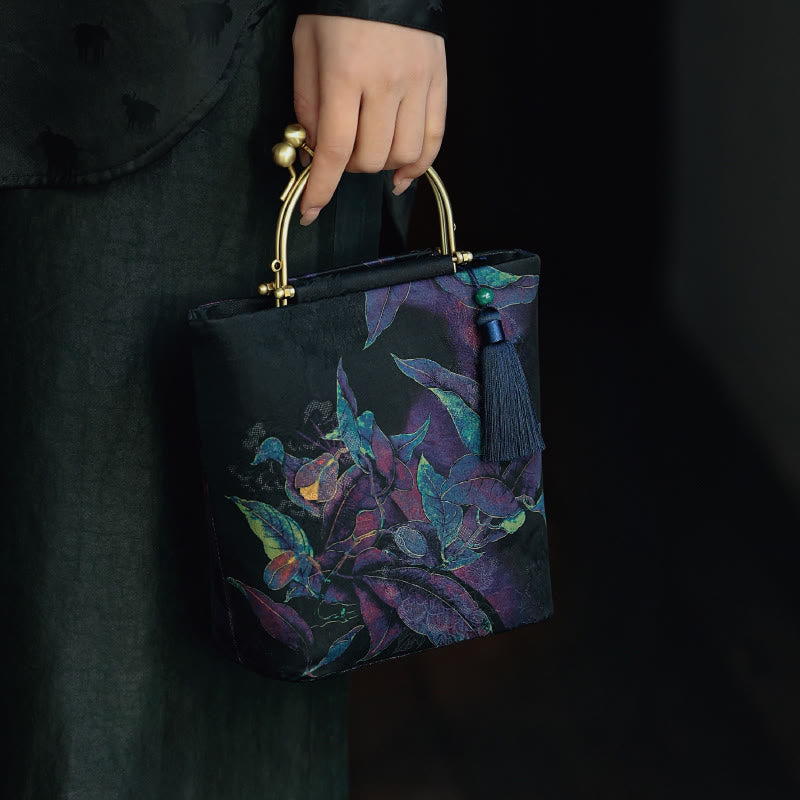 Blue Leaves Butterfly Spiritual Jewelry Bag 19cm | Healing Sounds