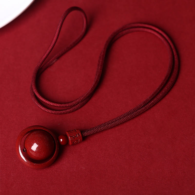 Cinnabar Om Mani Padme Hum Necklace for Blessing & Luck