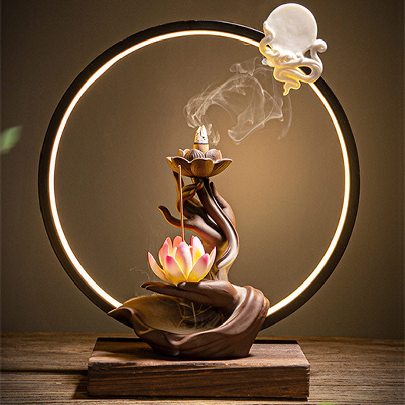 Lotus Bergamot Backflow Incense Burner for Meditation