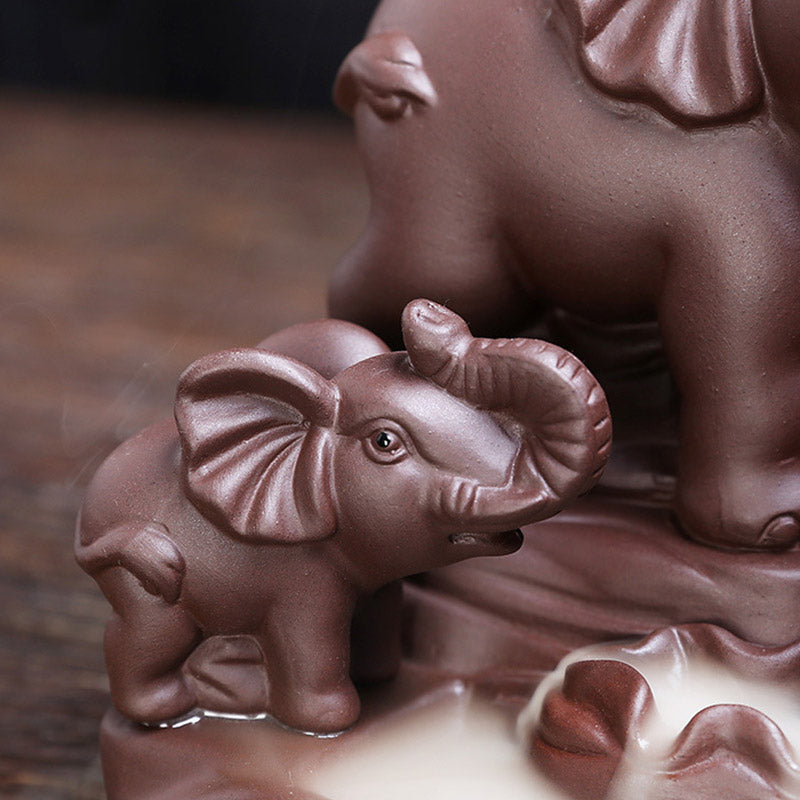 Tibetan Elephant Purple Clay Backflow Incense Burner