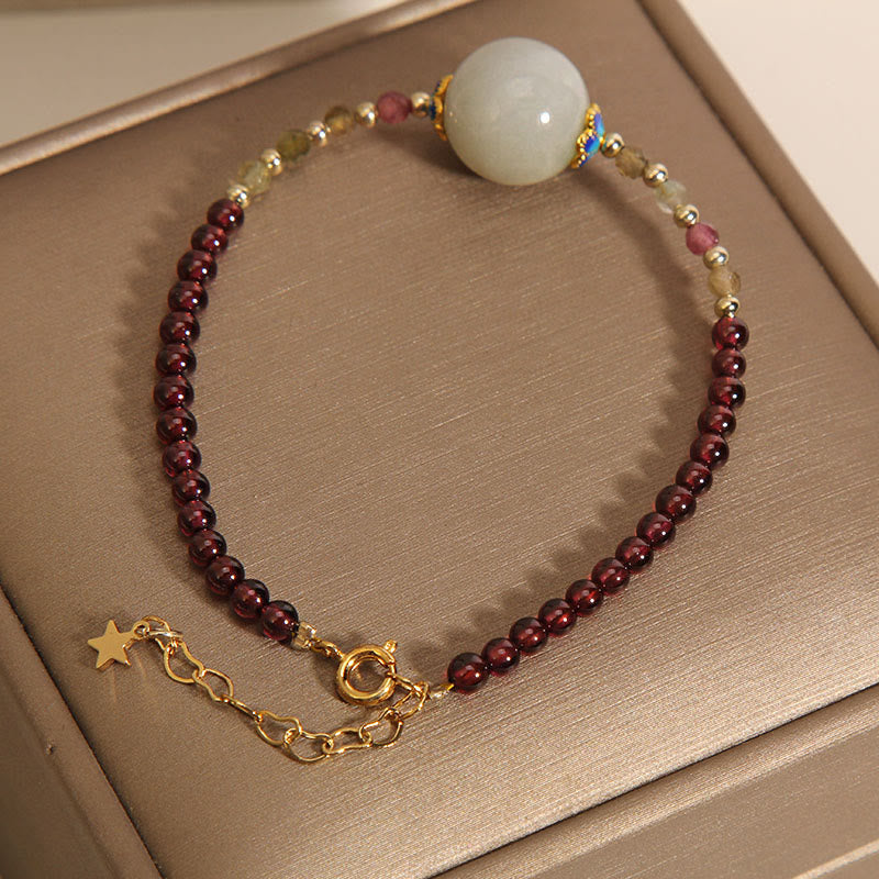 Garnet Jade Peace Buckle Protection Bracelet