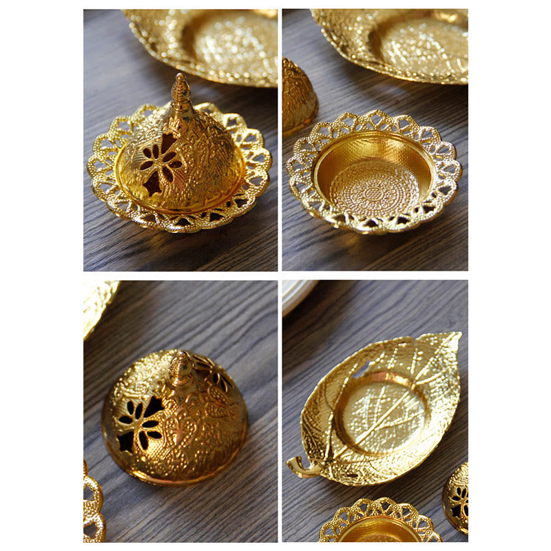 Tibetan Gold Leaf Incense Burner | Mini Meditation Coaster