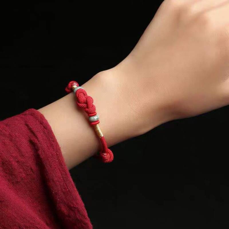 8mm Jade Luck Fortune Knot Red String Bracelet