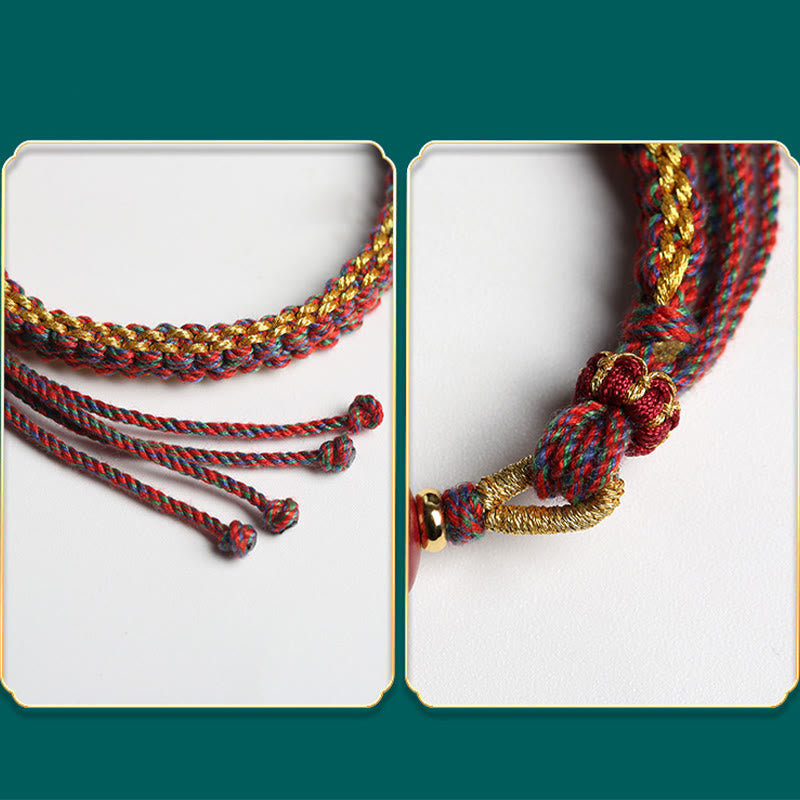 Colorful Rope Cinnabar Thangka Blessing Bracelet