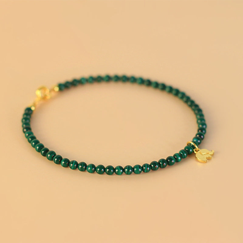 Unisex Malachite Elephant Anti-Anxiety Bracelet 14cm-17cm