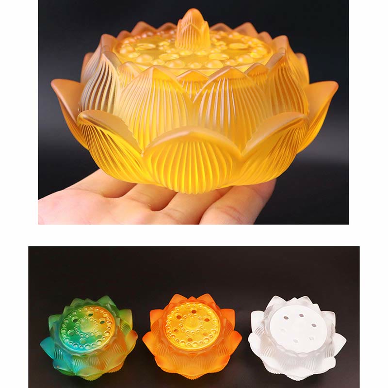 Liuli Crystal Lotus Incense Burner for Meditation and Healing