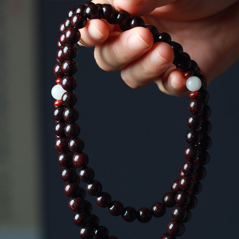 6mm Small Leaf Red Sandalwood Wood Mala Balance Bracelet