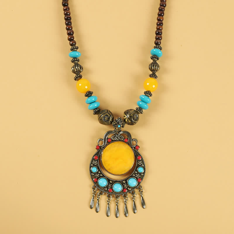 Copper Tibetan Spiritual Retro Beads Tassel Hair Accessories