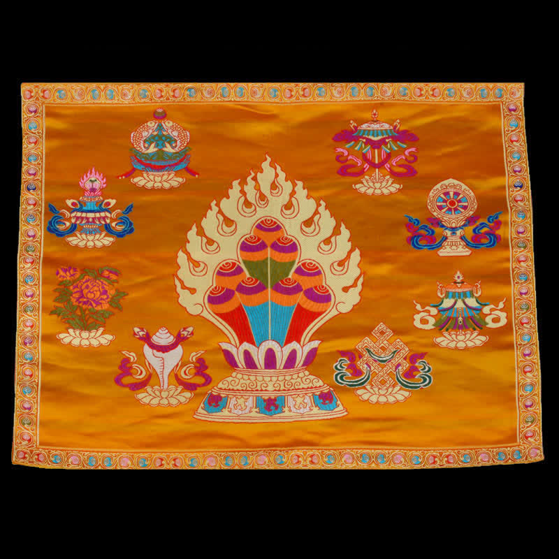 48cm x 68cm Prayer Altar Mat with 8 Auspicious Symbols for Healing Meditation