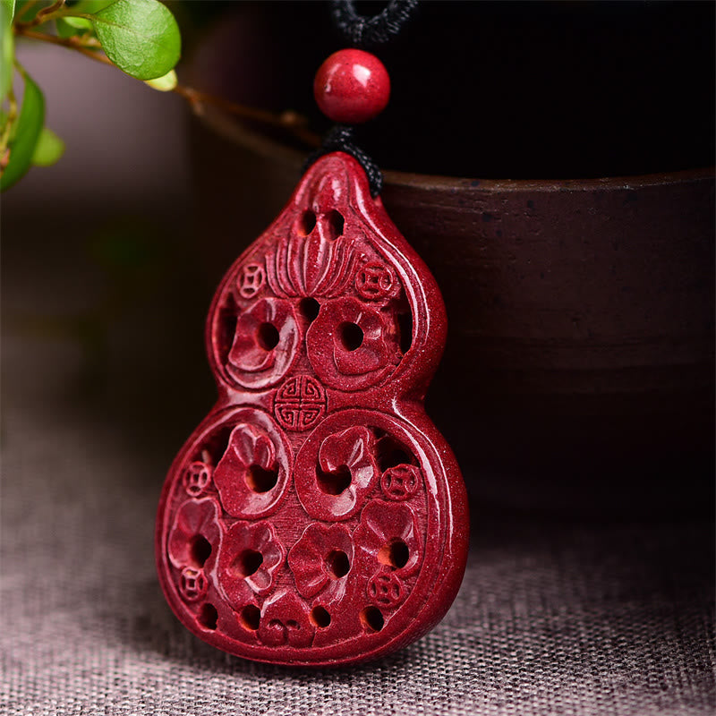 Cinnabar Buddha Necklace with Laughing Buddha & Yin Yang Pendant