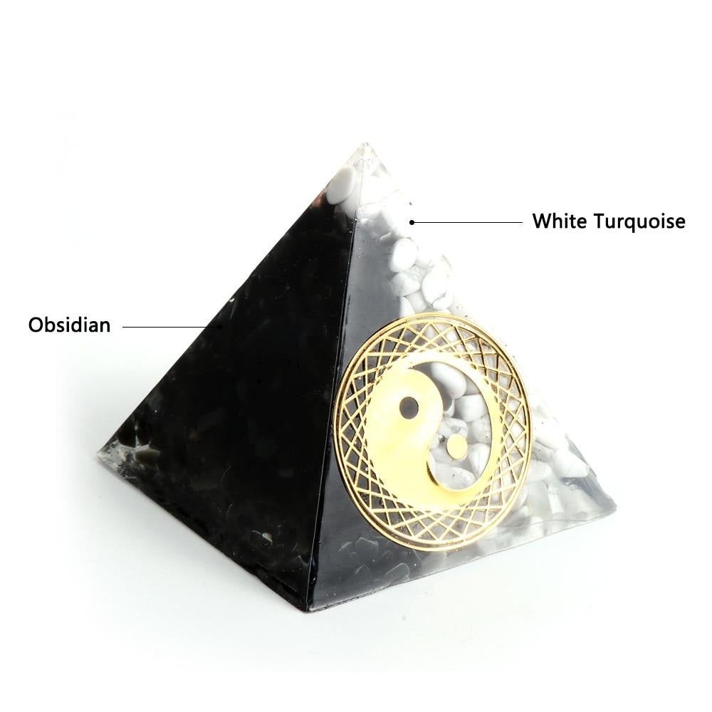 Yin Yang Orgonite Pyramid for Balance and Harmony