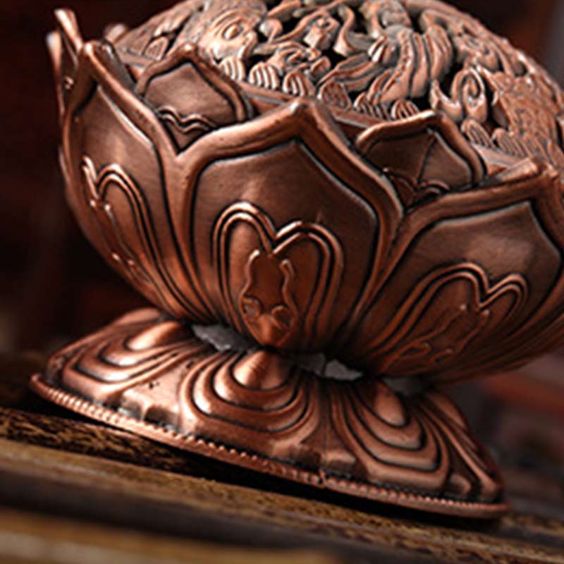7cm Zinc Alloy Lotus Incense Burner for Meditation