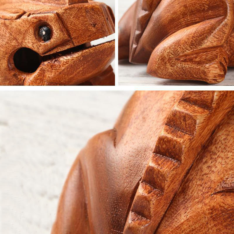 Miniature Feng Shui Wealth Luck Frog Decoration 6.5cm Wood