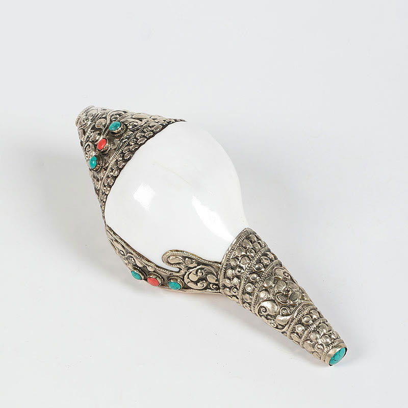 Tibetan Natural Shankha Conch Shell Dragon Decoration
